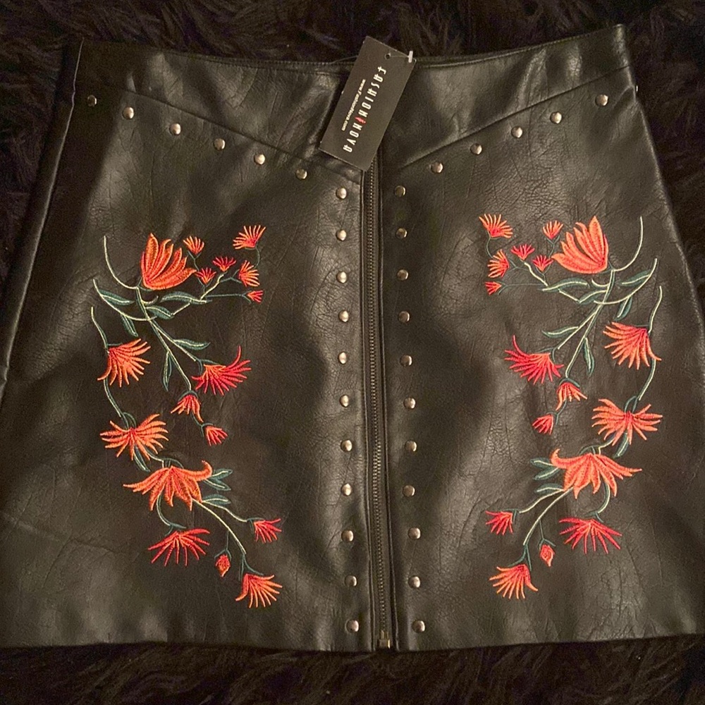Faux leather skirt